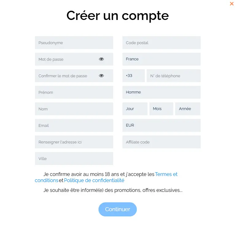 Proceso de registro Bzeebet Casino