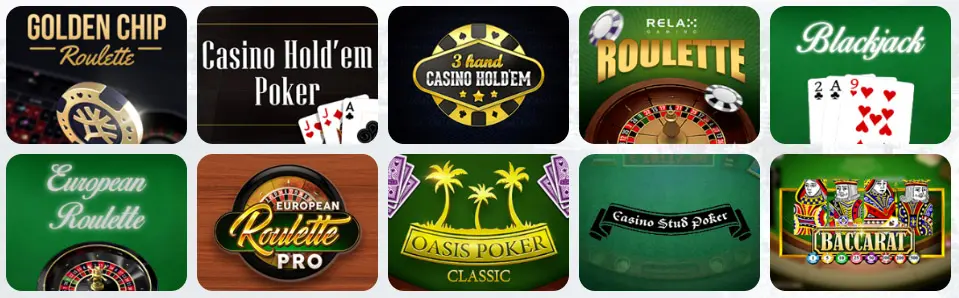 Juegos de mesa en Bzeebet Casino